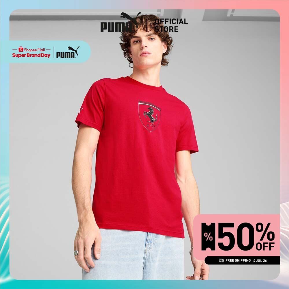 PUMA AUTO - เสื้อยืด Scuderia Ferrari Race Tonal สำหรับผู้ชาย สีแดง - 63018902