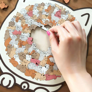 GeeToy 135PCS ชุดต่อจิ๊กซอว์ไม้รูปแมว รูปทรงไม่ซ้ำกัน ของเล่นฝึกสมอง เสริมพัฒนาการเด็ก ของขวัญสุดคุ้ม