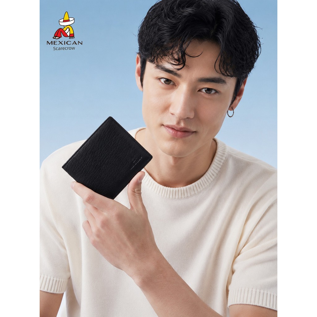 กระเป๋าสตางค์หนัง devid jones หุ่นไล่กาผู้ชายหนังแท้สไตล์พ่อฟรีกระเป๋าสตางค์สามี