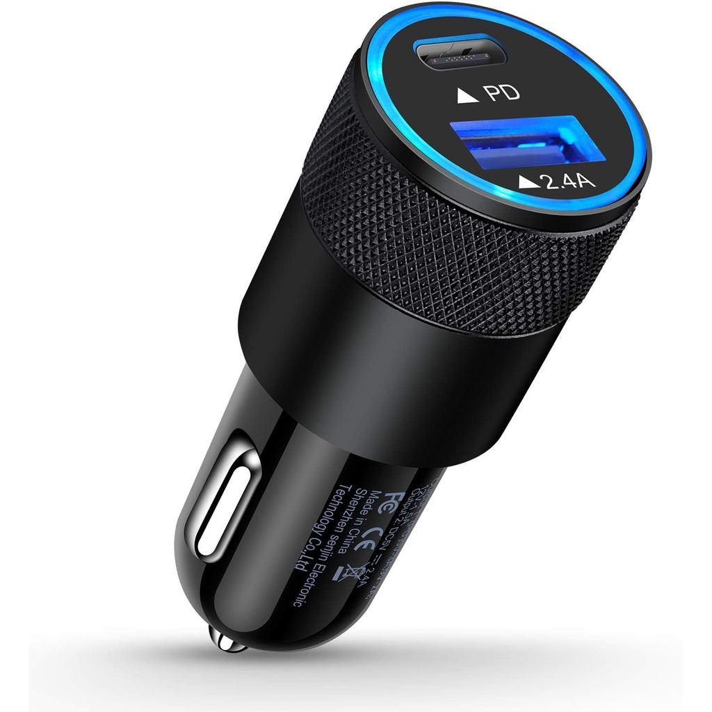 AILKIN 30W PD USB C ที่ชาร์จแบตในรถ, USB Type C Fast Power ชาร์จบล็อก Dual Port USB A & USBC Plug Ca