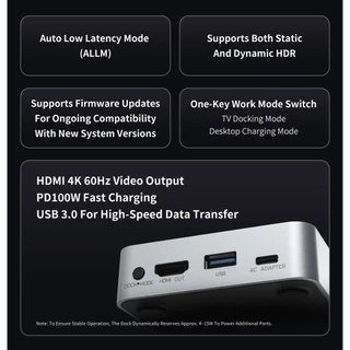 Gulikit Dock สําหรับสวิตช์ 1/2, 4K 60Hz HDMI Docking Station พร้อม PD 100W Fast Charging, Enhanced Cooling สําหรับ Nintendo Switch 2