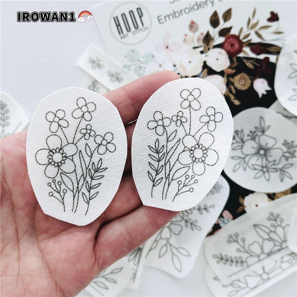 กระดาษลอกลายปักแบบละลายน้ํา เย็บมือ DIY ลายดอกไม้และมหาสมุทร สําหรับงานฝีมือและจักรเย็บผ้า IROWAN1