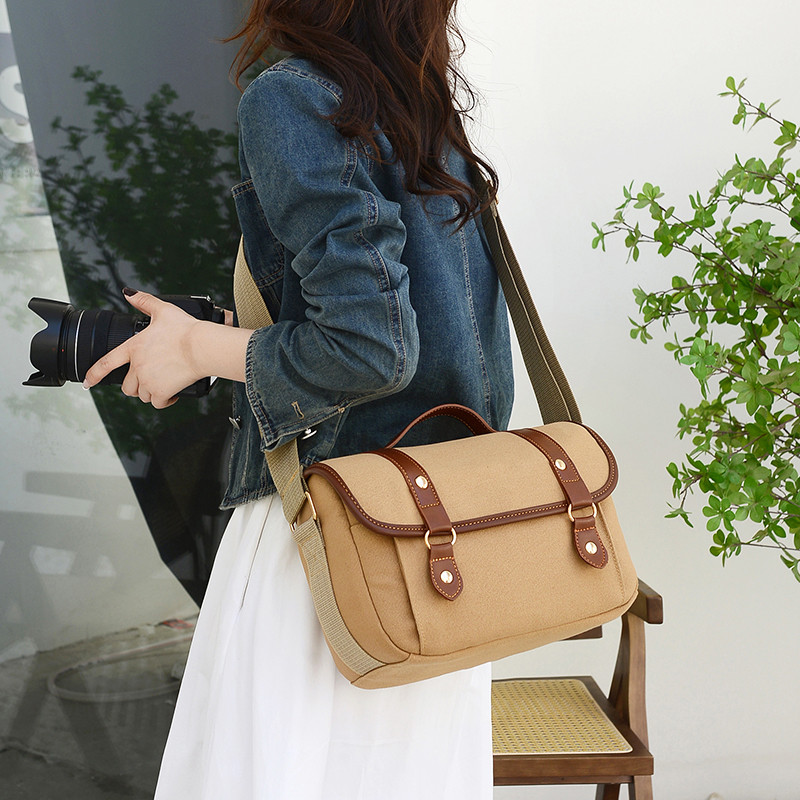 กระเป๋ากล้องไหล่ผู้ชายผู้หญิงเหมาะสําหรับ Canon Sony 200D60D70D80D90DR5R6R7A7M3 กระเป๋ากล้อง