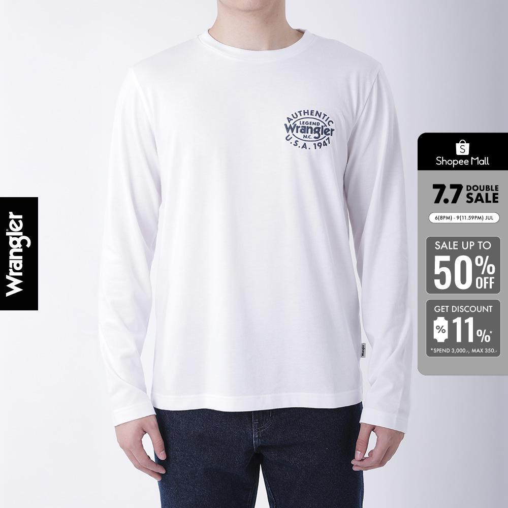 WRANGLER เสื้อยืดแขนยาวผู้ชาย รุ่น WR F425MTLSF31 สีขาว