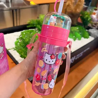 ขายร้อนคิตตี้ธีมตุ๊กตาหมุนถ้วยน้ําฉากฟางมูลค่าสูงสาวน่ารักแบบพกพาของขวัญความจุขนาดใหญ่&&&&