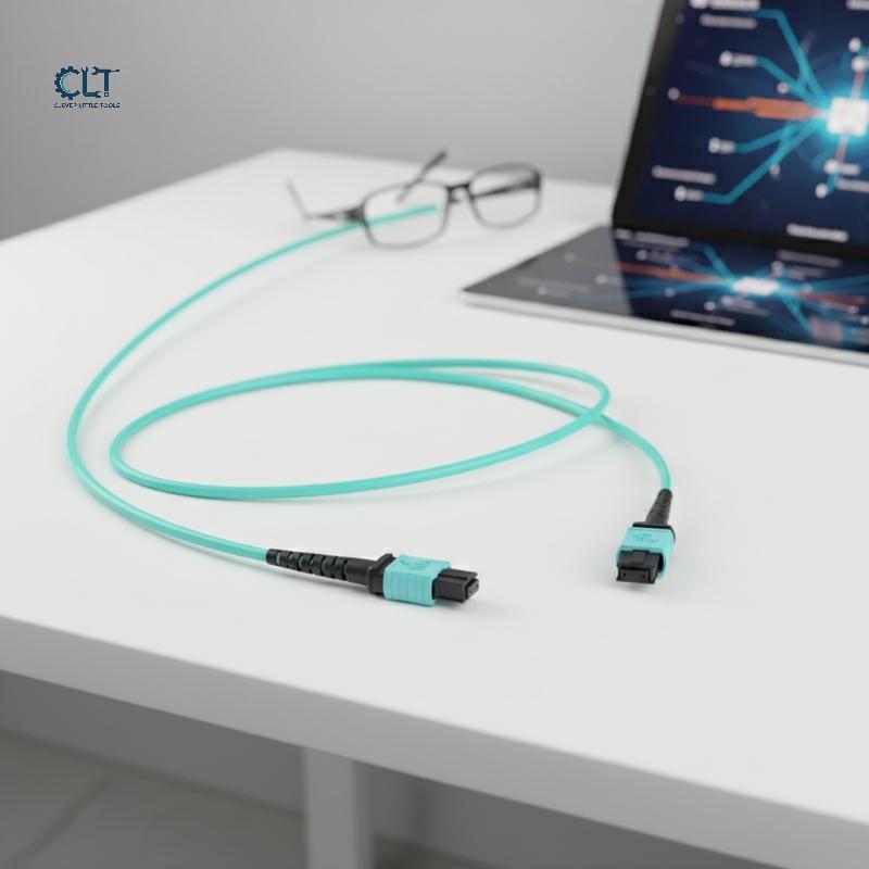 CLE สายเชื่อมต่อโมดูลออปติคอลสายเคเบิล MPO 8ไฟเบอร์ตัวเมียไปยังตัวเมีย MPO-MPO ได้หลายโหมดชนิด B สาย