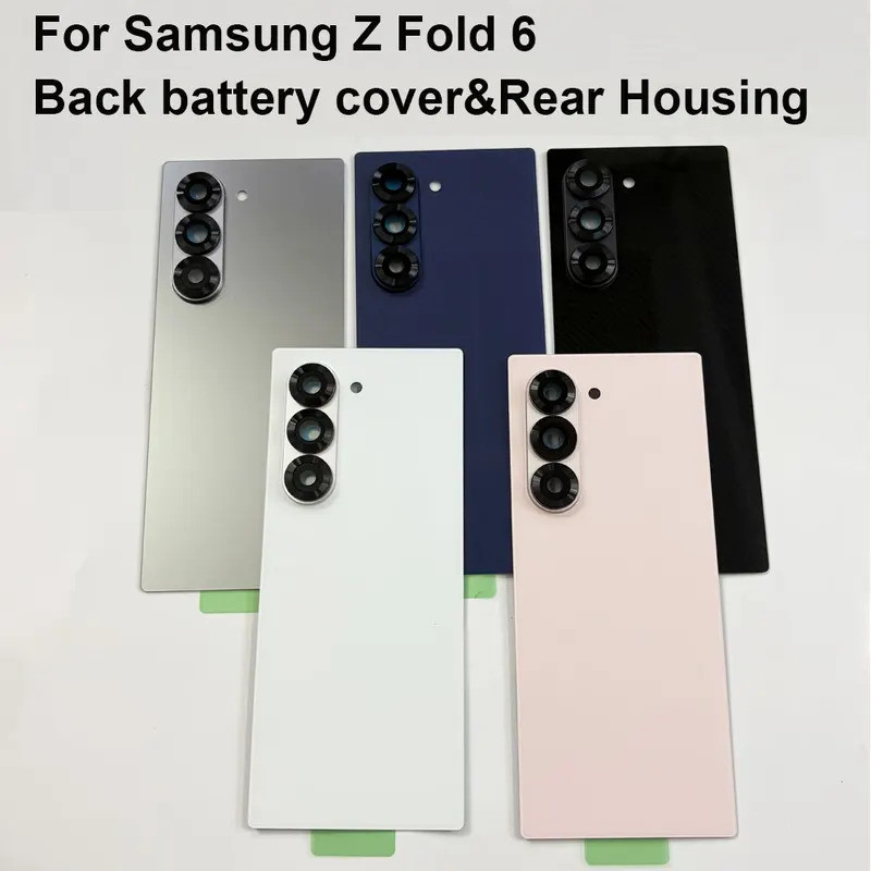 พับ 6 แก้วใหม่สําหรับ Samsung galaxy Z พับ 6 F956 F956B จริงประตูกระจกเปลี่ยนกลับแบตเตอรี่กรณี + กาว