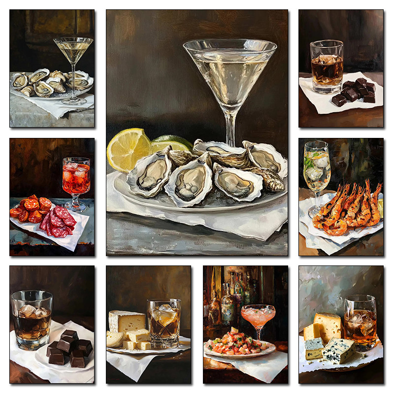 Vintage Cocktail Dry Martini Negroni Series โปสเตอร์พิมพ์ผ้าใบ Art รูปภาพสําหรับ Bar Wall Modern Dec