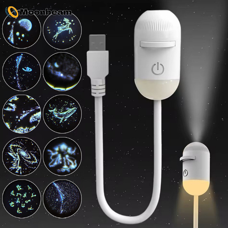 [HGB] Dreamy Starry Sky Galaxy โปรเจคเตอร์ Light - 3 โหมดความสว่างเปลี่ยนแสง - สไลด์โคมไฟกลางคืน USB แบบพกพา - เด็กผ่อนคลายตกแต่งห้องนอน /รีบขึ้น