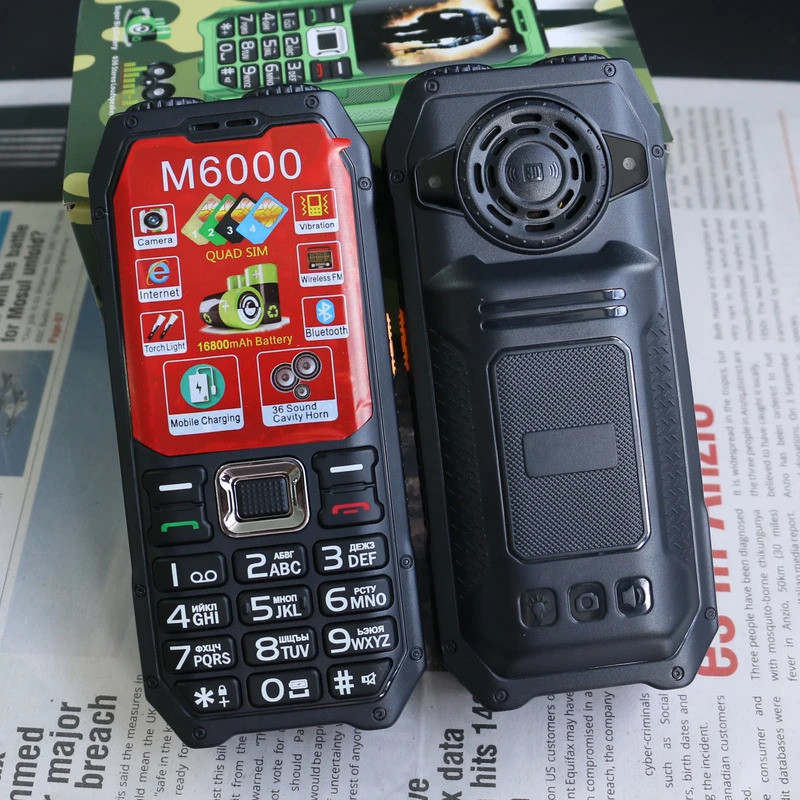 ทนทาน โทรศัพท์อาวุโสกลางแจ้ง Magic Voice 4 ซิมการ์ด Quad แบตเตอรี่ขนาดใหญ่ Powerbank ความเร็ว Dial ป