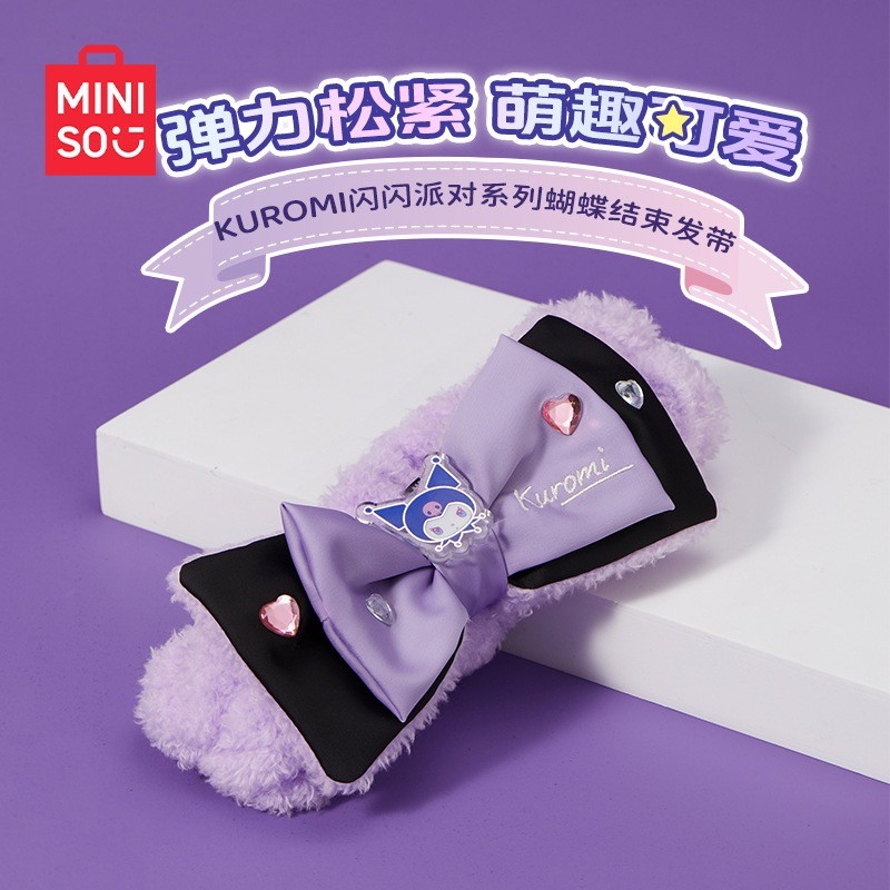 MINISO MINISO Premium Kuromi Sparkling Party Headband Kuromi Bow Headband การ์ตูน Headwear หญิง