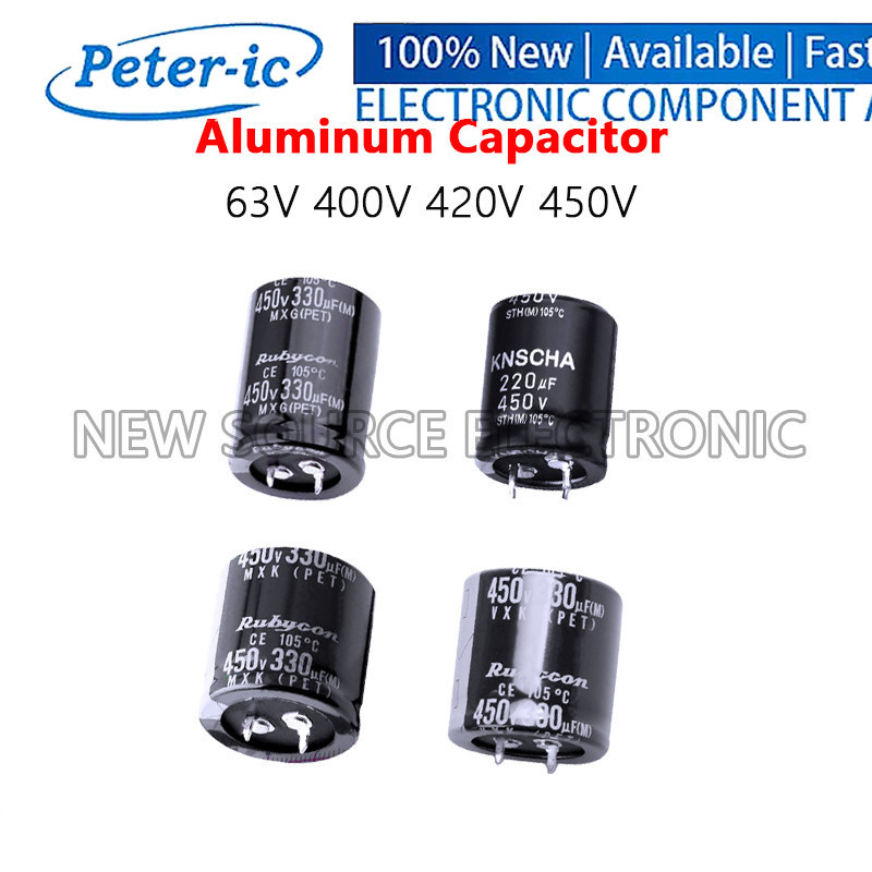 (1 ชิ้น) 63V 400V 420V 450V ตัวเก็บประจุ 100uF 180uF 220uF 330uF 390uF 470uF 560uF 680uF 820uF 1000u