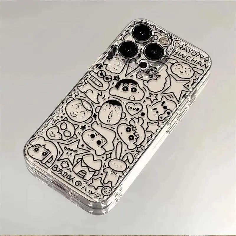 รวมทุกอย่างเคสโทรศัพท์โปร่งใสนุ่มกันกระแทก Sketch Graffiti Line Boy ใช้งานร่วมกับ iPhone 13PROMAX 14PLUS XR 13PRO XS MAX 14PROMAX 16 15 12 11 17 PROMAX 7/8PLUS