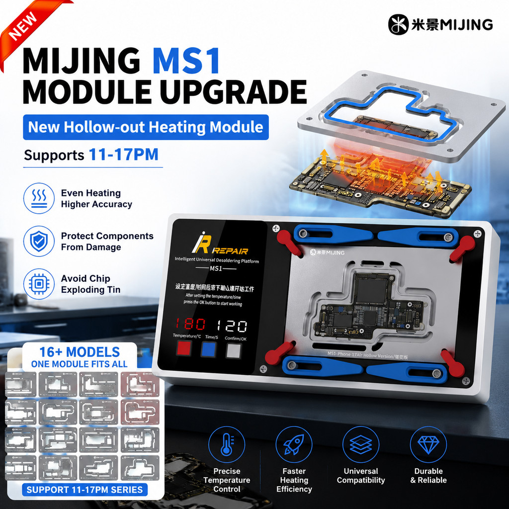 MIJING IRepair MS1 อัจฉริยะ Desoldering ความร้อนแพลตฟอร์ม Hollow ความร้อนโมดูลสําหรับ IPhone 11-17 D