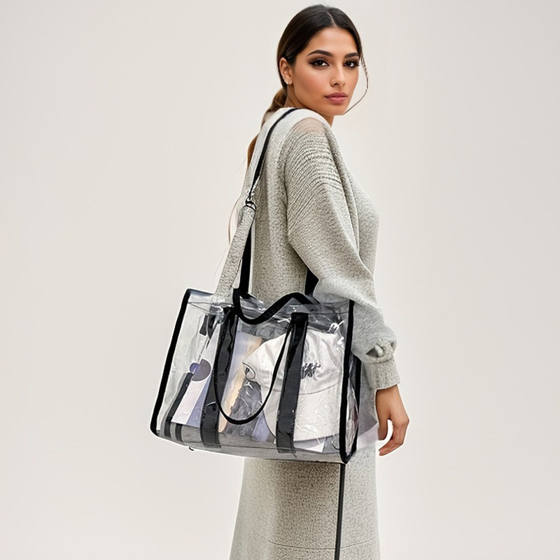 M] PVC Ladies Shoulder Messenger Bag PVC Transparent Bag Beach Transparent Storage PVC Female Bag