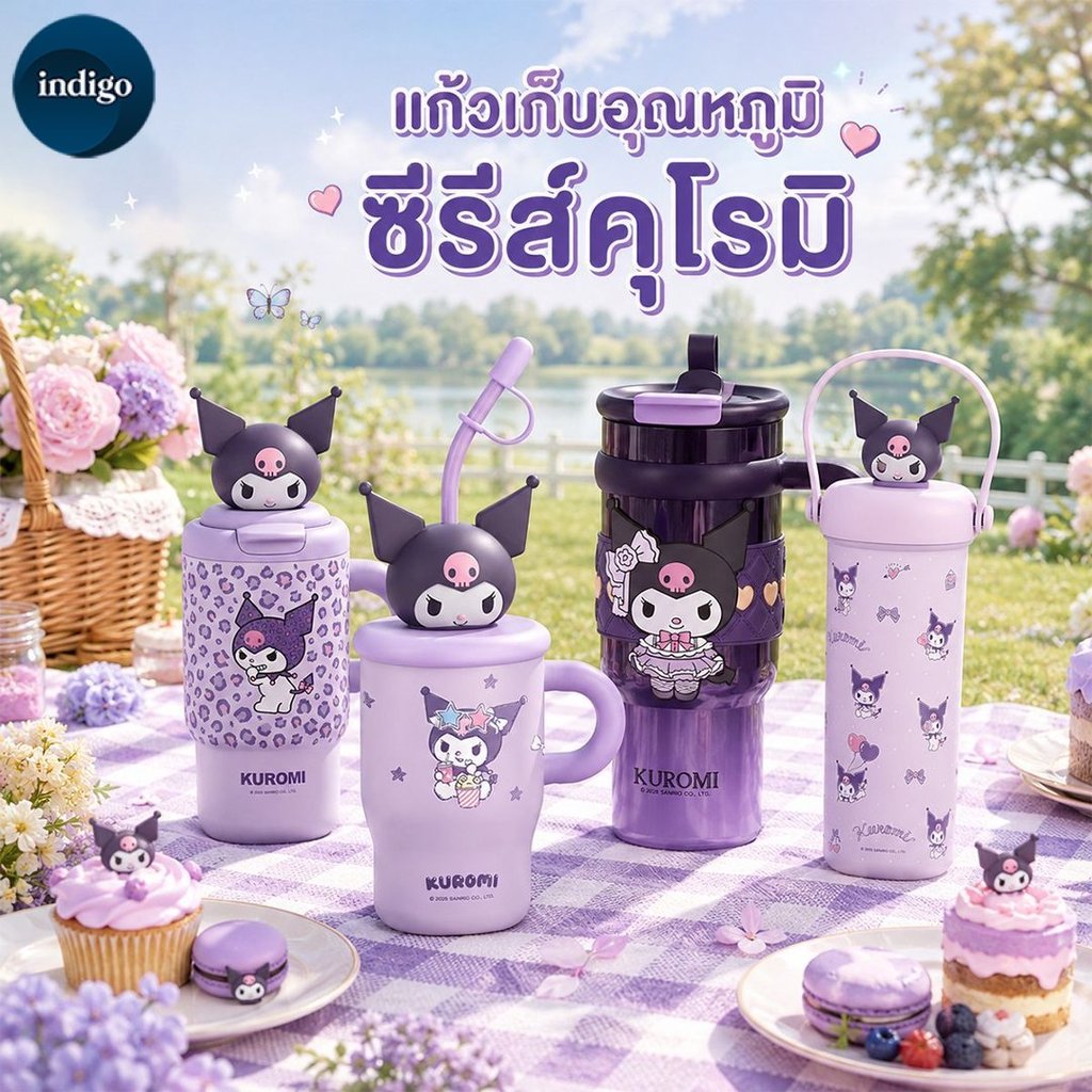 แก้วเก็บอุณหภูมิ Kuromi แก้วเก็บความเย็น 500-900ml ลายการ์ตูนน่ารัก เก็บร้อนเย็น เก็บอุณหภูมิได้นาน พกพาง่าย