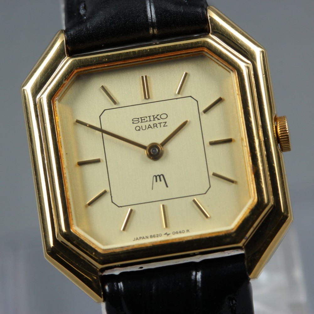 Rare Near MINT SEIKO 8620-5200 Gold Octagon GP Quartz 25mm Ladies Watch 1983