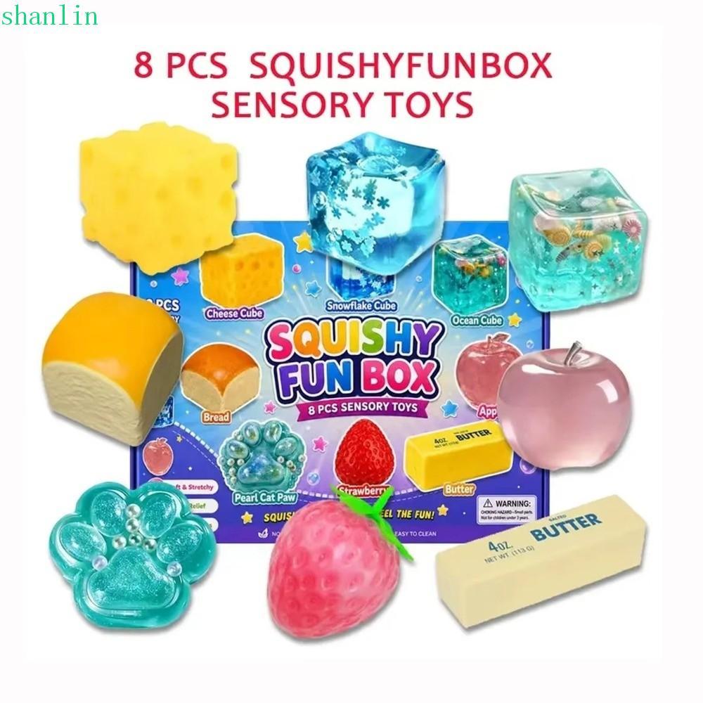 SHANLIN Butter Squishy Toy, Random Color Butter Bread Sensory Fidget Toy, Sensory Toy วัสดุนํากลับมา