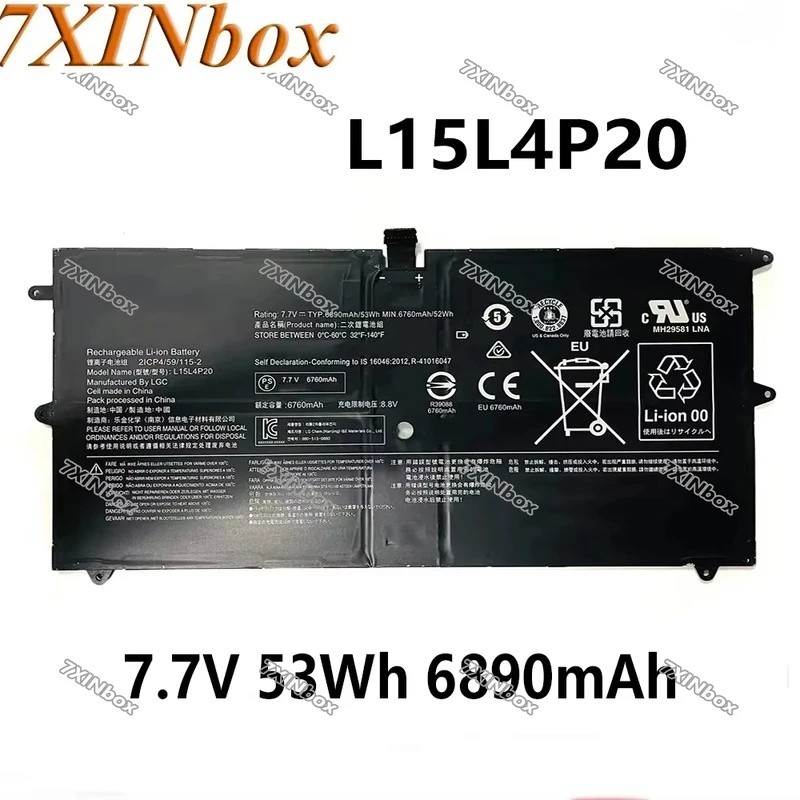 7XINbox L15L4P20 L15M4P20 7.7V 53Wh 6890mAh แบตเตอรี่แล็ปท็อปสําหรับ Lenovo โยคะ 4S 900S 900S-12ISK 