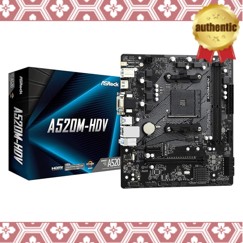 ASRock A520M-HDV Micro ATX Motherboard for AMD Ryzen 3000/4000 Series (Socket AM4) - Authorized Dome