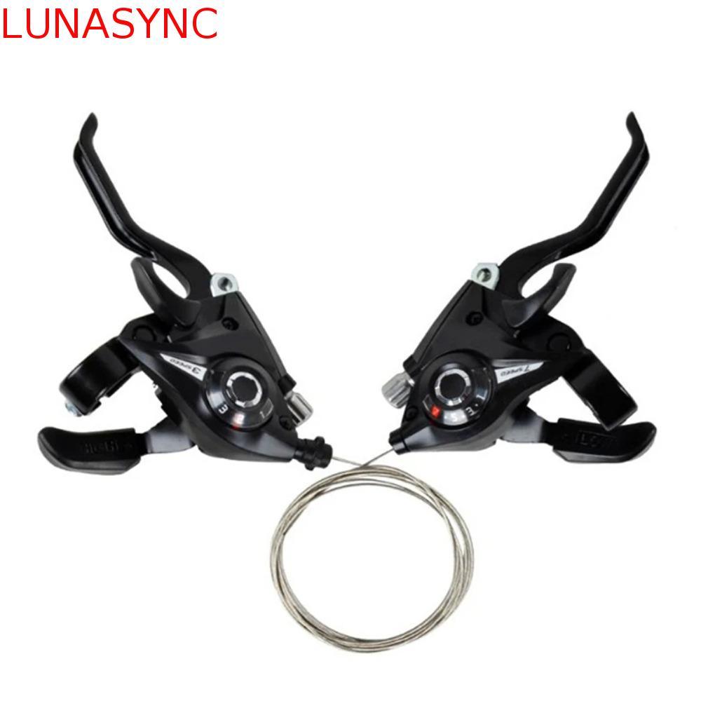 LUNASYNC จักรยาน Shifter Levers, 3x7 21 ความเร็วจักรยานอะไหล่ 21 ความเร็วจักรยาน Shifter, Thumb Gear Shift Lever ชุดเบรค Levers Trekking สีดําเสือภูเขา ชุด
