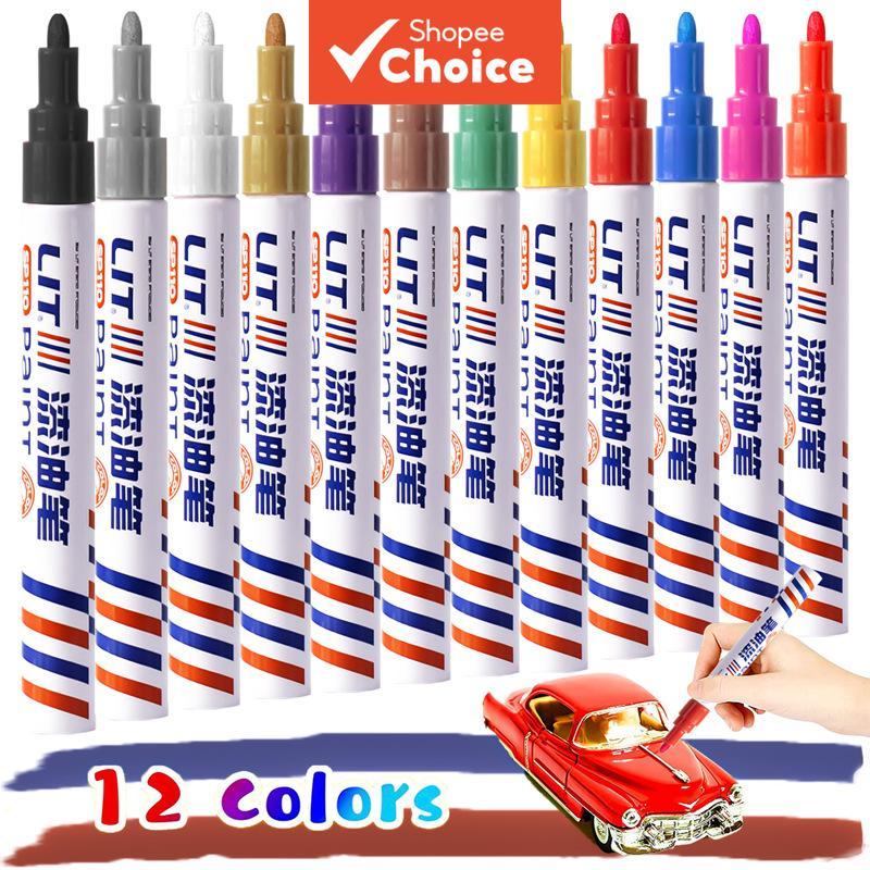ชุดปากกามาร์กเกอร์สีสีขาวกันน้ําสําหรับงานโลหะยางรถยนต์ซ่อมแซมรอยขีดข่วนสัมผัสเครื่องมือเครื่องหมายอะครีลิค