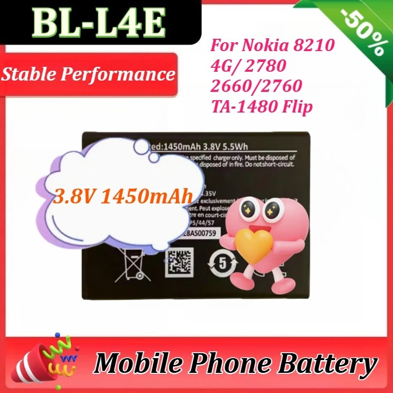ใหม่ BL-L4E แบตเตอรี่ 3.8V 1450mAh 5.5Wh สําหรับ Nokia 8210 4G/ 2780/2660/2760 TA-1480 พลิกแบตเตอรี่