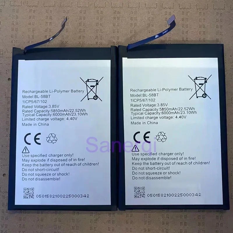 3.85V 6000mAh BL-58BT แบตเตอรี่สําหรับ TECNO LC7 SPARK 6 Air KE6 Pouvoir 4 Pro SPARK Power 2 LC8 Pov