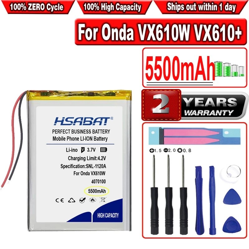 HSABAT 5500mAh 4070100 แบตเตอรี่แท็บเล็ตสําหรับ Onda VX610W VX610+ VX610A MID 7 นิ้วแท็บเล็ตพีซี