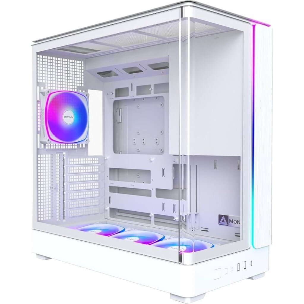 MONTECH KING 45 PRO WHITE With 4x ARGB Fan Curved Panoramic Glass Mid Tower ATX Case