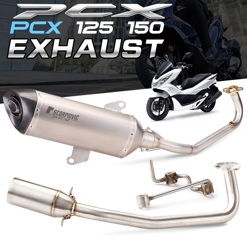 รถจักรยานยนต์ท่อไอเสียเต็มระบบ Slip On Header ท่อด้านหน้าท่อท่อไอเสียสําหรับ PCX125 PCX150 PCX 125 1