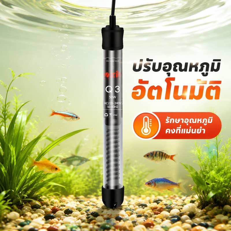 ฮีทเตอร์ตู้ปลา ปรับอุณหภูมิ 20 32 องศา แก้วหนา ประหยัดพลังงาน ปลอดภัย 25W 300W