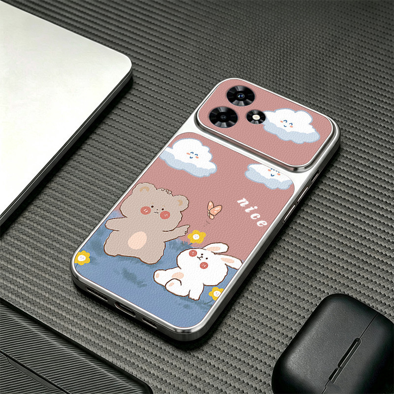 PBZZ สําหรับ infinix hot 30 play hot 30i hot 40 play hot 40 5g เคสโทรศัพท์ Softcase ซิลิโคนกันกระแทกปกดีไซน์ใหม่ความงามน่ารักสีชมพูหมีกระต่ายการ์ตูนสําหรับผู้หญิง KNXX3