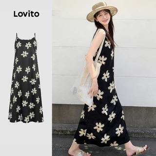 Lovito วันหยุด ชุดเดรสสำหรับวันสงกรานต์ ฤดูใบไม้ผลิ/ฤดูร้อน สำหรับผู้หญิง เกาหลี อินเทรนด์ L179AD028