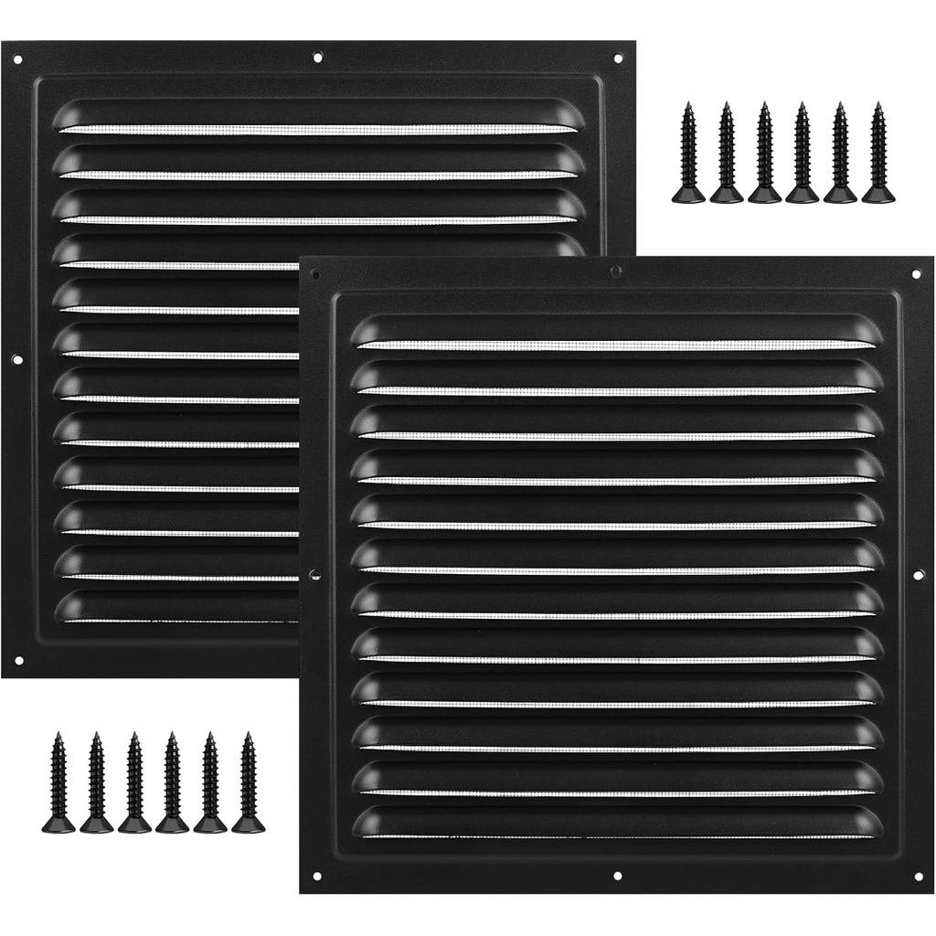 2pcs Attic Vents Gable Vents สําหรับ Shed Vent ชุดหน้าจอตาข่าย Square Louvered Grille สําหรับจัดเก็บ