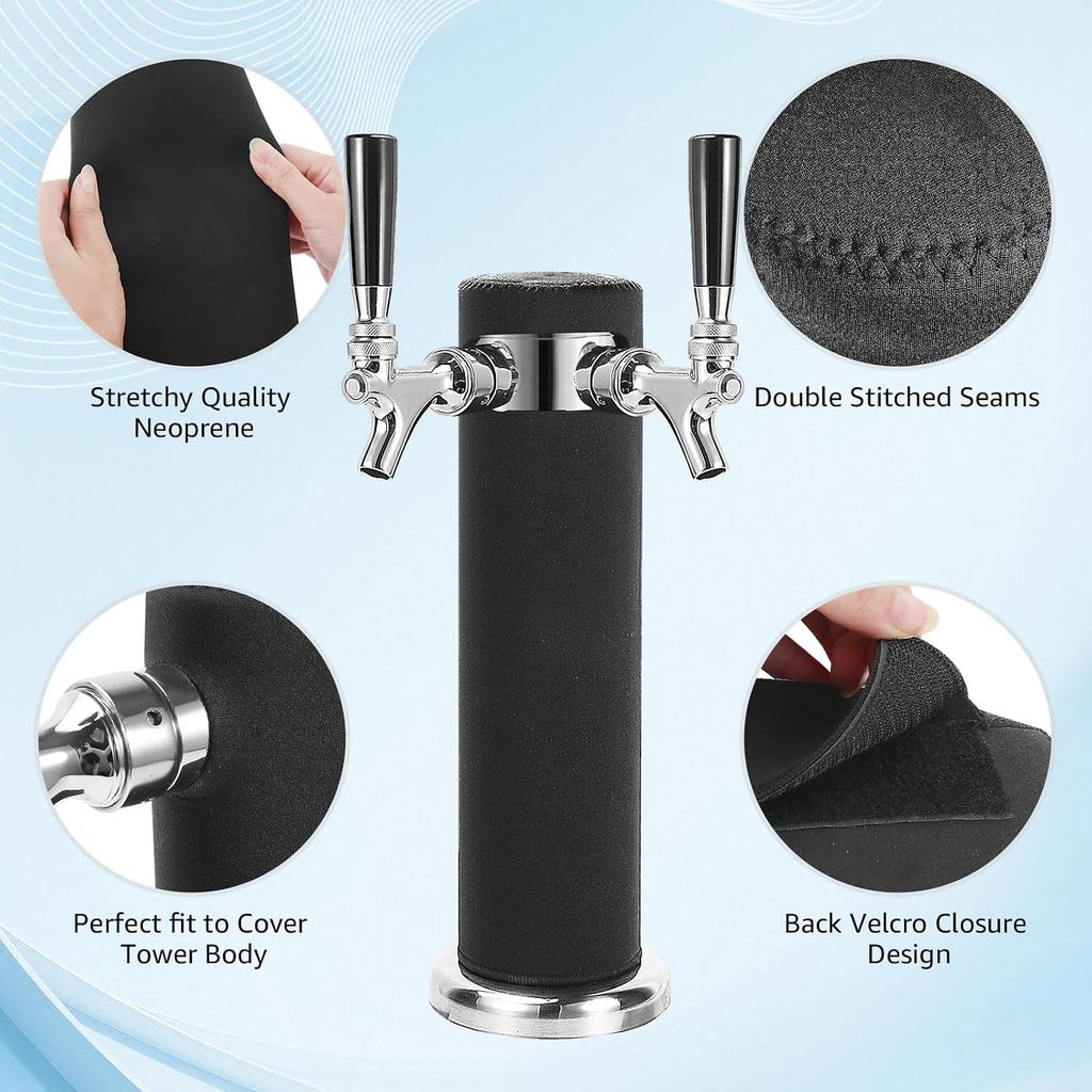 เบียร์ทาวเวอร์คูลเลอร์ฉนวน, Kegerator Tower ฉนวนสําหรับ 3 Double Tap ร่างเบียร์ Tower, ยืด Neoprene 