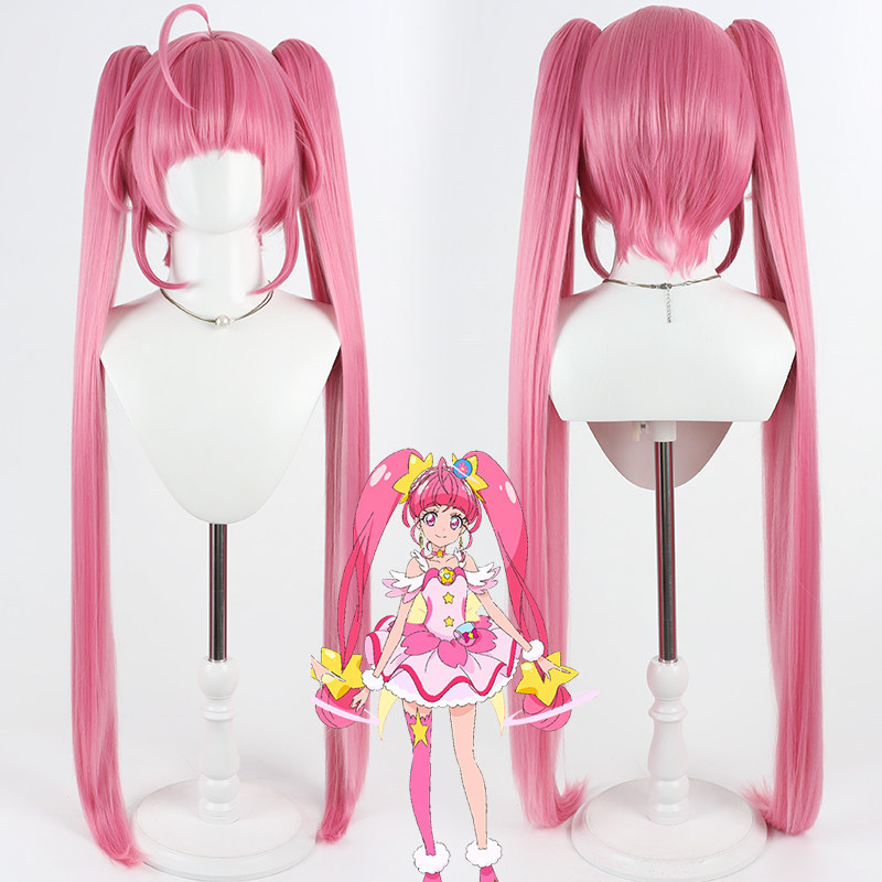Star Twinkle PreCure Hoshina Hikaru Cos Wig Cure Star Split Ponytail Synthetic Hair Anime Cosplay Co