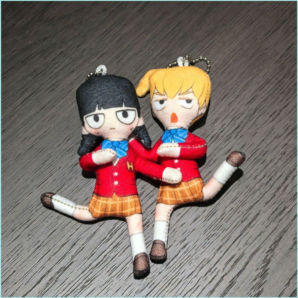 Mob Psycho 100 Shigeo Kageyama Arataka Reigen Plushie ตุ๊กตาลวดในตัวกระเป๋าโครงกระดูก Charm
