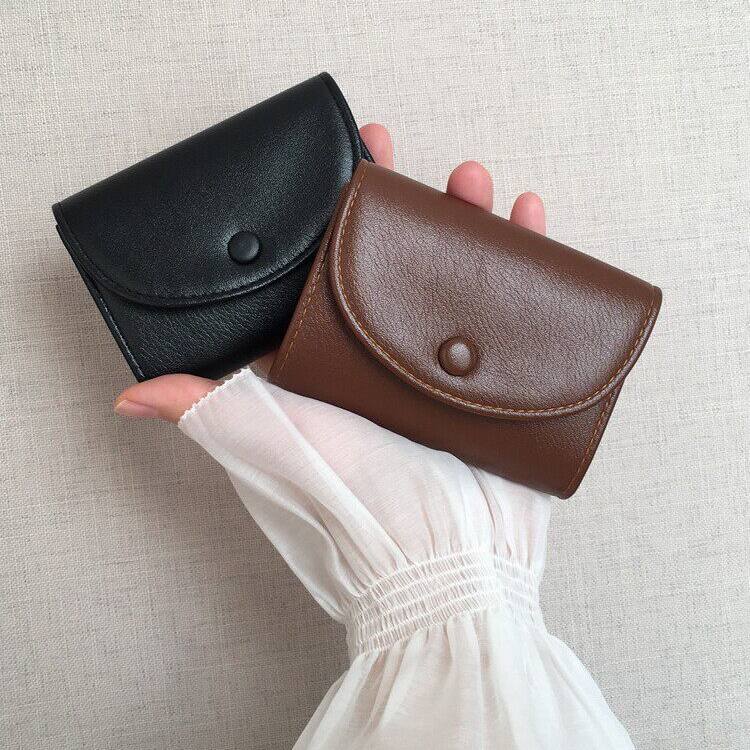 Retro Oil Wax Leather Card Holder Female Simple Organ-Style Holder Small Multi-card ID Card Mens Bus