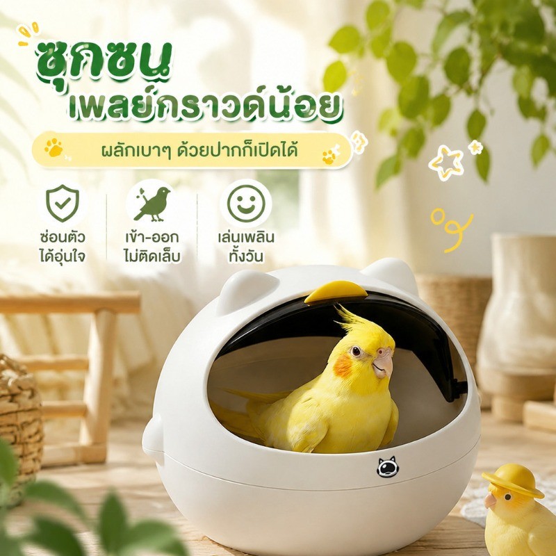 บ้านนก อุปกรณ์เสริมกรงนก บ้านนกแก้วกันหนาว ไม่เสียรูป ป้องกันลม ฟองน้ำขนแกะด้านใน
