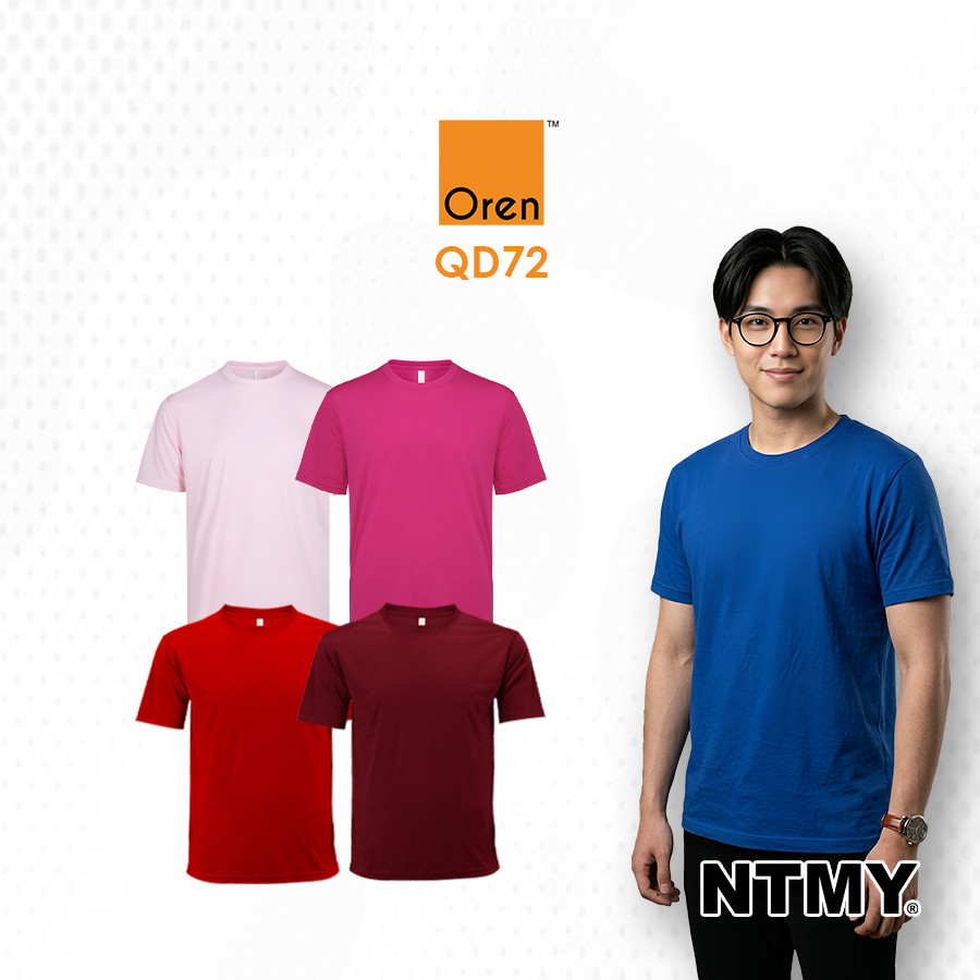 QD72 Oren Sport Quick Mini ตาไก่ไมโครไฟเบอร์ Unisex ธรรมดารอบคอกีฬา Jersey เสื้อยืด NTMY 6
