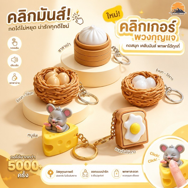 COD พวงกุญแจปุ่มกด  การ์ตูน ปุ่มกดผ่อนคลาย  โมเดลอาหาร เสี่ยวหลงเปา / ชีสเมาส์ / ไข่เจียวขนมปังปิ้ง