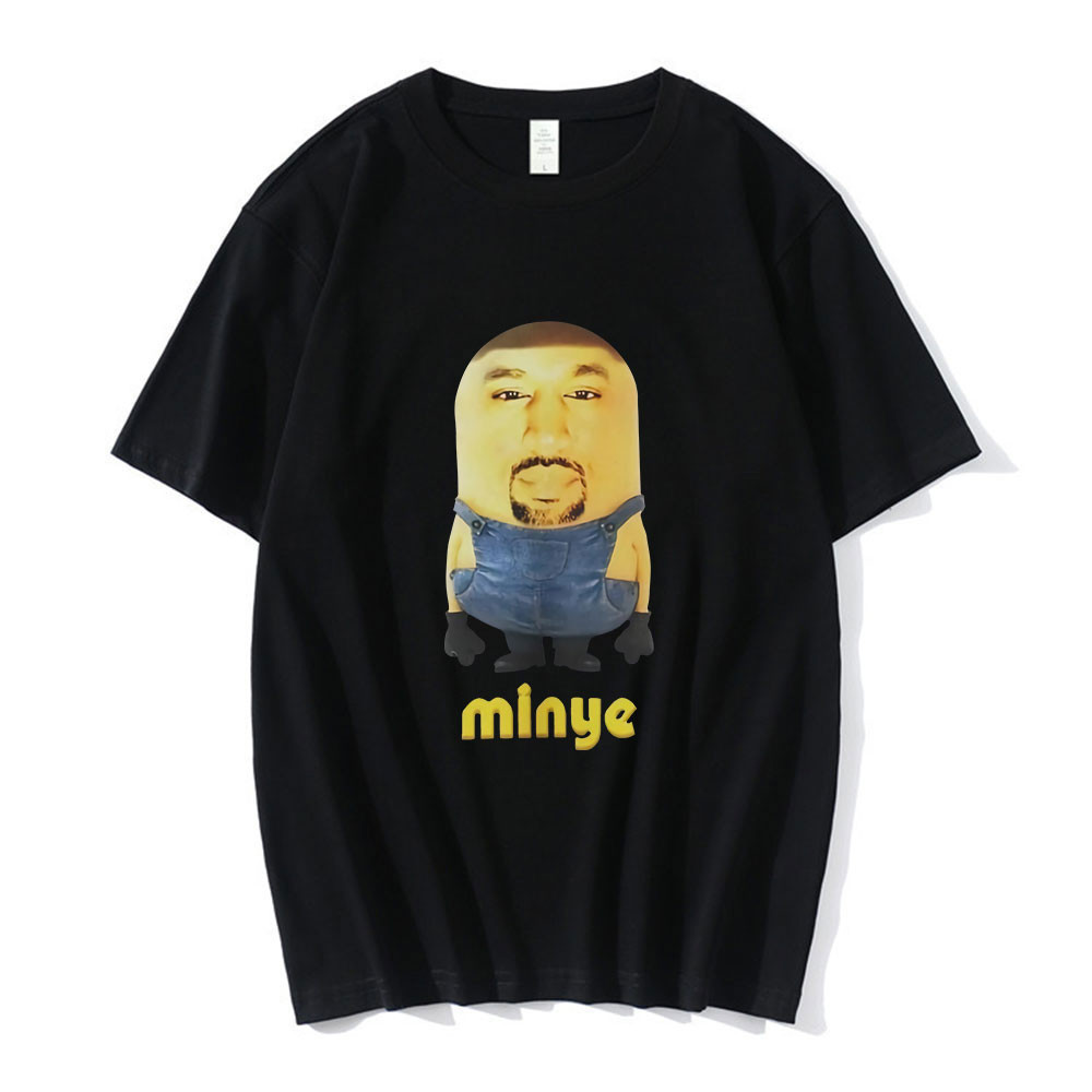 ((จัดส่งใน 24 ชั่วโมง) Kanye West Minye Meme เสื้อยืดตลกผู้ชายผู้หญิงฮิปฮอปแขนสั้น