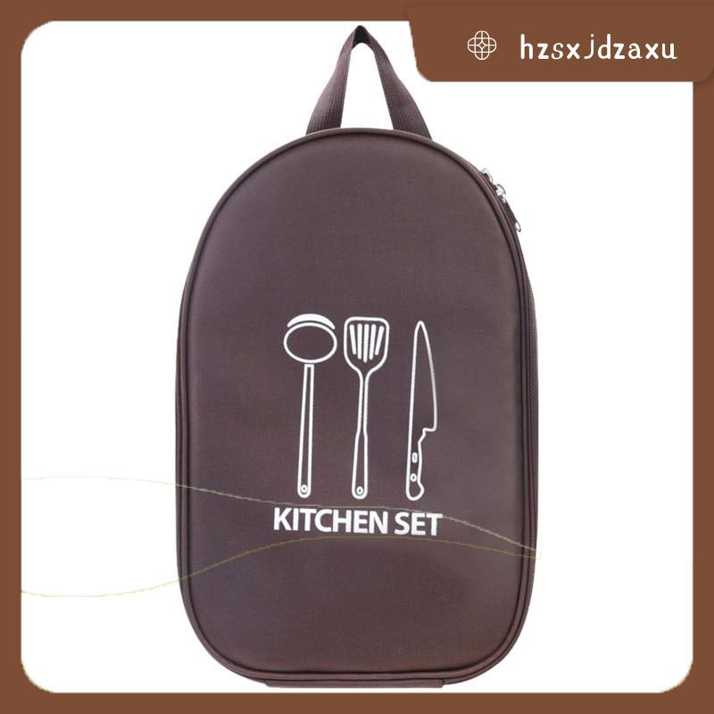 hzsxjdzaxuMulti-Pocket Camping Cooking Utensils กระเป๋า,กันน้ําแบบพกพาสําหรับบาร์บีคิวกลางแจ้ง, สําห