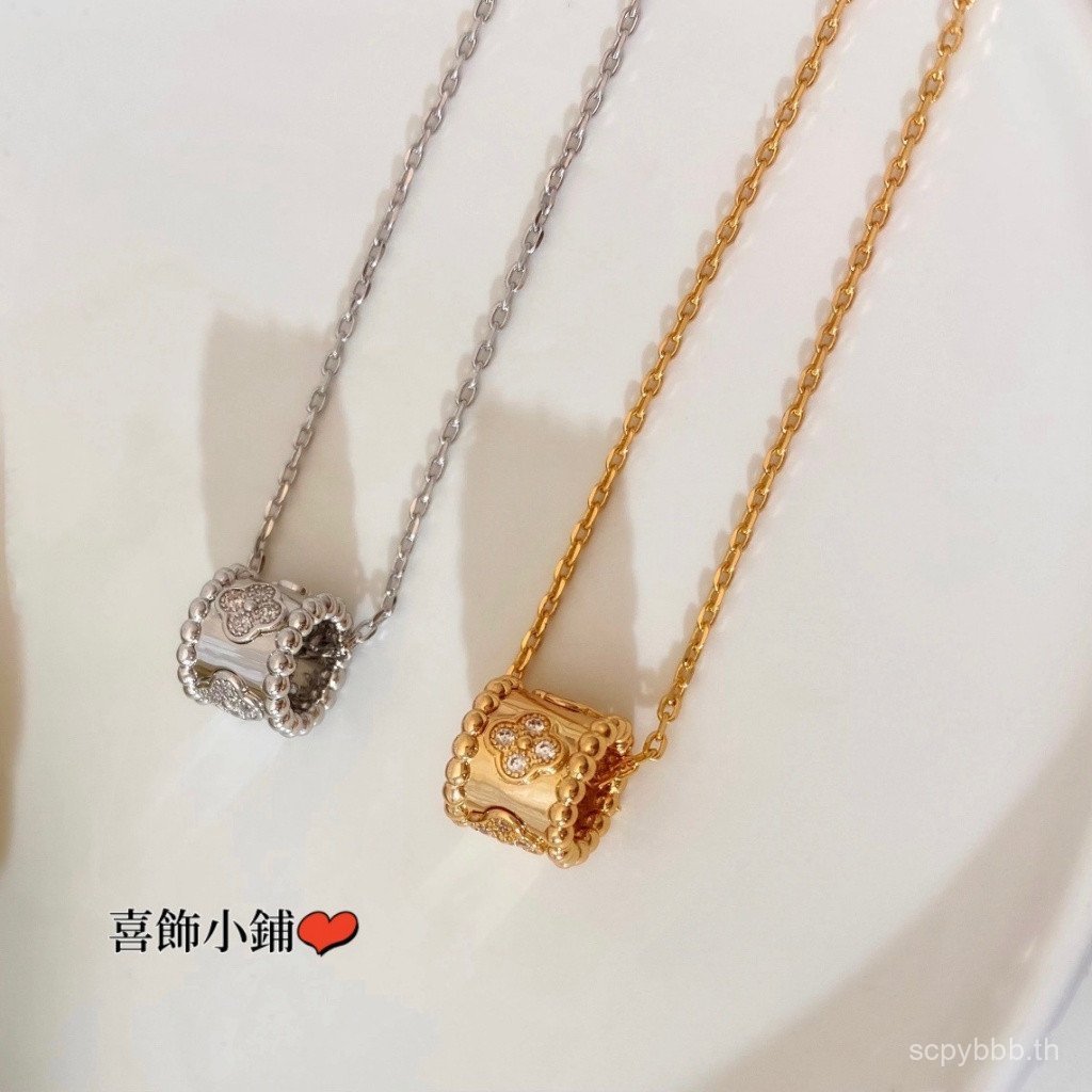 สไตล์ใหม่ 925 เงินสเตอร์ลิง Kaleidoscope Four-Leaf Clover สร้อยคอผู้หญิงสั้น C0O2