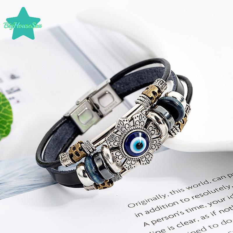 [Sea-t] Luy Eye สร้อยข้อมือตุรกี Punk Multilayer Leather Handmade Bracelet