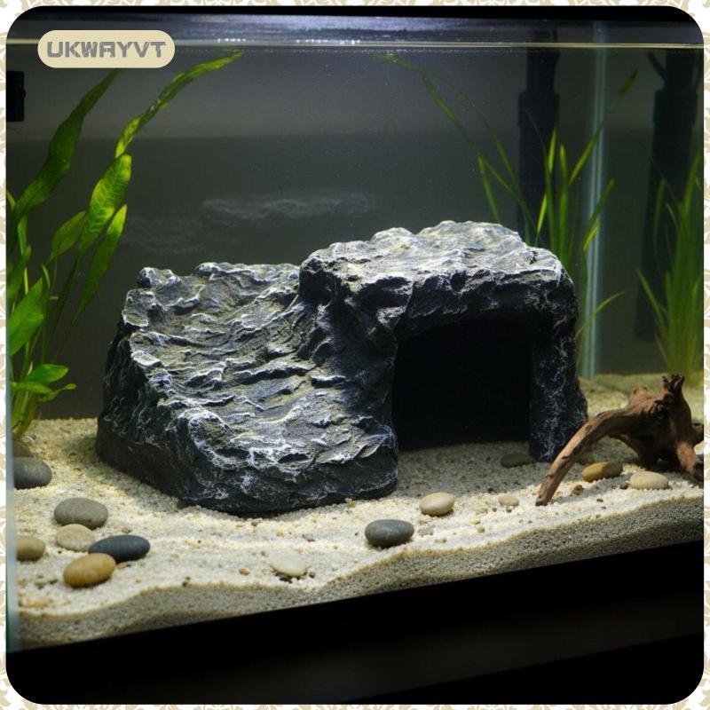 [ukwryvt] Resin Turtle Basking Platform Climbing Hide Resting Dock for Turtle Fish Tank and Aquatic 