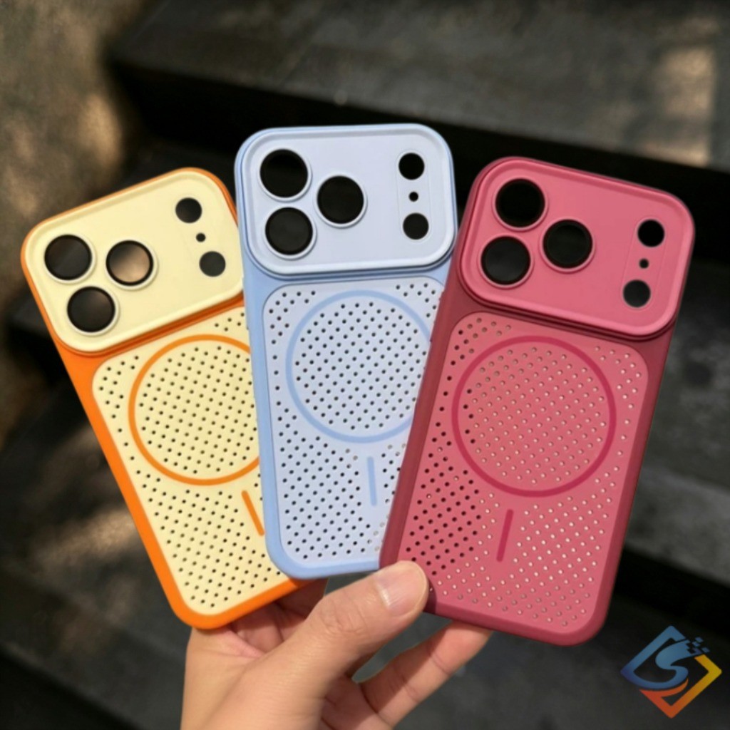 รังผึ้งตาข่ายระบายความร้อนแม่เหล็กสําหรับiPhone 17 16 15 14 13 12 Pro Max 14/15/16 Plusซิลิโคนกันชนนุ่มป้องกันลายนิ้วมือฝาครอบกันกระแทก