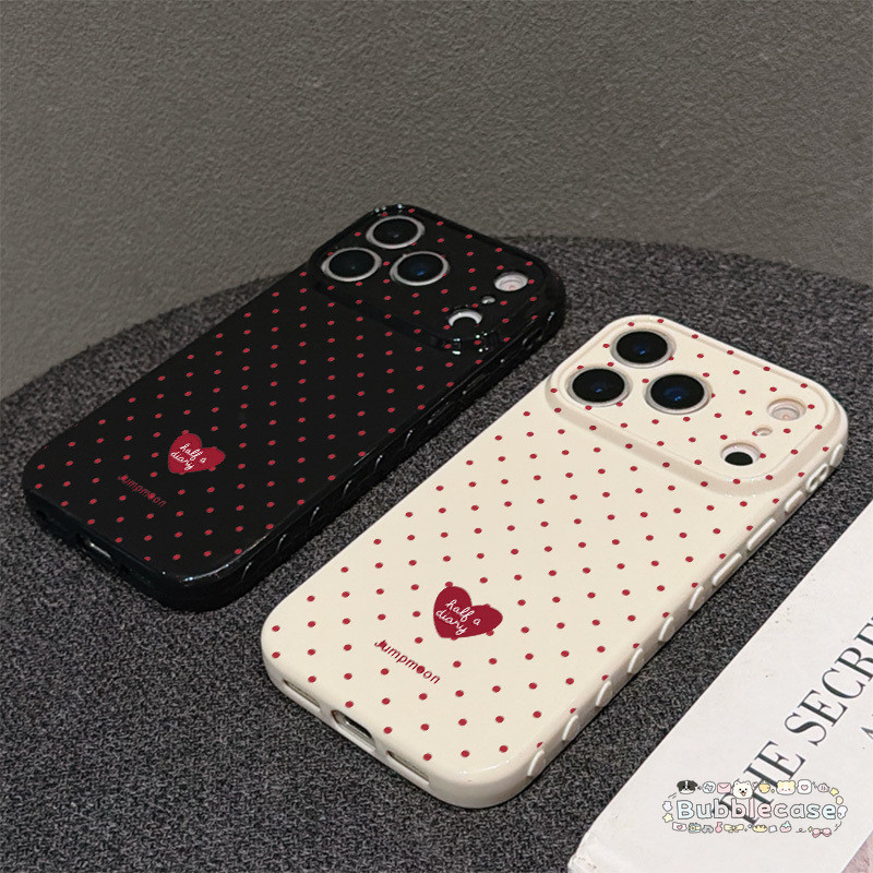 เคสลายจุดสีแดงและหัวใจ สไตล์เกาหลี สำหรับOPPO A38 A78 A16K A15 A54 A52 A58 A16 A17 A3S A3X A7 A76 A7