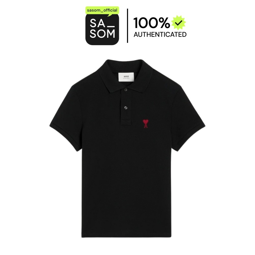 Ami Paris Ami De Coeur Polo Shirt Black | ของแท้ ตรวจสอบโดย SASOM